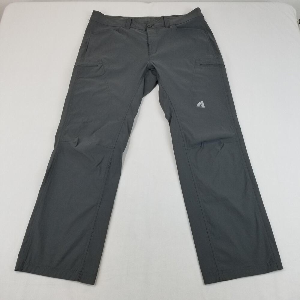 Eddie Bauer First Ascent Pants Mens 36x30 Gray Nylon Stretch Hiking Zip Pocket